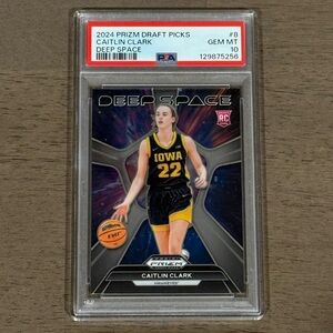Caitlin Clark - 2024 Panini Prizm Draft Picks Deep Space #8 (RC) - PSA 10